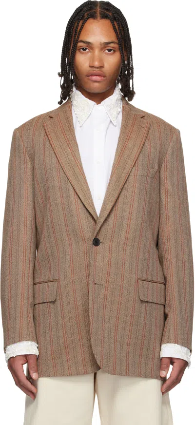 Dries Van Noten Taupe Loose Fit Blazer In Brown