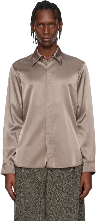 Dries Van Noten Taupe Satin Shirt In Nude