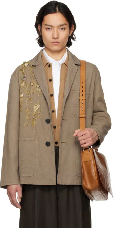 Dries Van Noten Taupe Sequinned Blazer In 811 Taupe