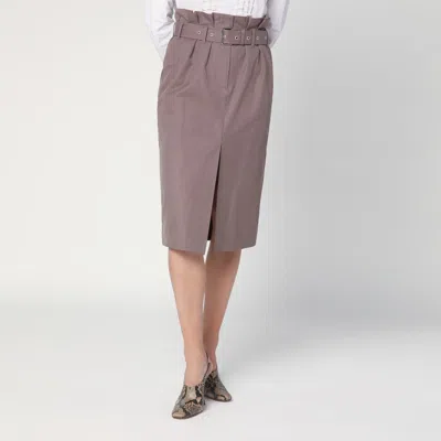 Dries Van Noten Taupe Skirt In Cotton With Belt Women In Purple