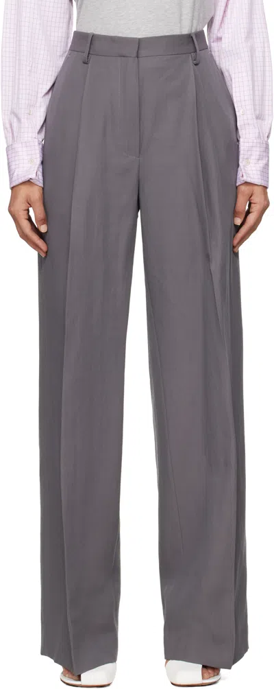 Dries Van Noten Taupe Wool & Paper Trousers In Grey