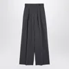 Dries Van Noten Wide Leg High Waist Pleated Front Trousers In Gray