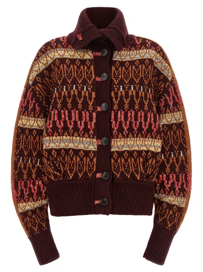 Dries Van Noten Long Sleeve High Neck Cardigan In Multi