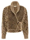 Dries Van Noten Textured Knit Cardigan Shawl Collar In Brown