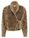 Dries Van Noten Textured Knit Cardigan Shawl Collar In Brown