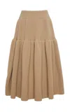 Dries Van Noten Telma Ribbed Wool Midi Skirt In Nude
