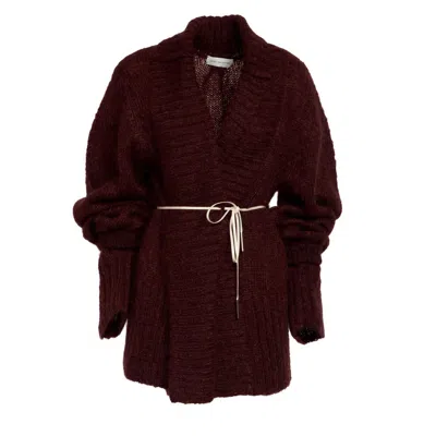Dries Van Noten Temperance 2733 W. K. Cardigan In Burgundy