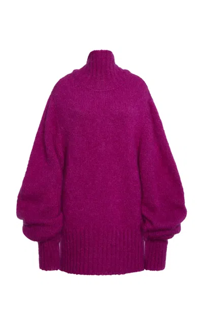 Dries Van Noten Teruel Off-the-shoulder Mohair-blend Sweater In Fuchsia