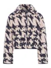 Dries Van Noten Tesnim Wool Knit Houndstooth Cardigan In Navy