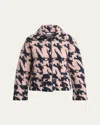 Dries Van Noten Tesnim Wool Knit Houndstooth Cardigan In Navy