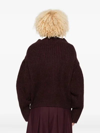 Dries Van Noten "teubina Emb 2725" Ribbed Sweater In Burgundy