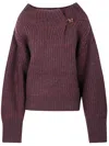 Dries Van Noten "teubina Emb 2725" Ribbed Sweater In Purple