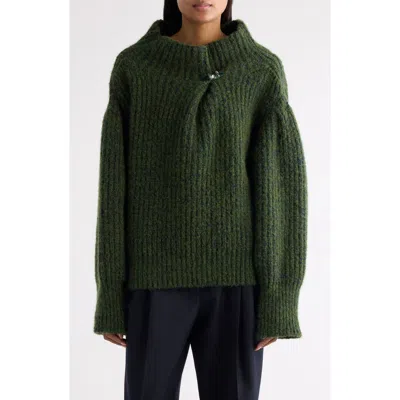 Dries Van Noten Teubina Embellished Oversize Sweater In Green