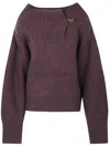 Dries Van Noten High Neck Long Sleeve Knit Sweater In Brown