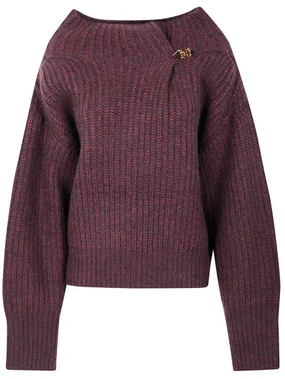 Dries Van Noten "teubina Emb 2725" Ribbed Sweater In Purple