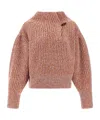 Dries Van Noten Chunky Knit High Neck Sweater With Brooch In Brown