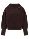 Dries Van Noten Two-tone Wool Blend Teubina Oversize Sweater In Brown