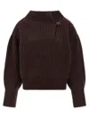 Dries Van Noten Two-tone Wool Blend Teubina Oversize Sweater In Brown