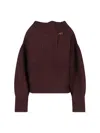 Dries Van Noten Women Burgundy Oversized Wool Sweater In Burgundy