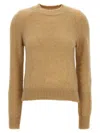 Dries Van Noten "texas" Crew Neck Sweater In Beige