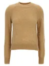 Dries Van Noten "texas" Crew Neck Sweater In Beige