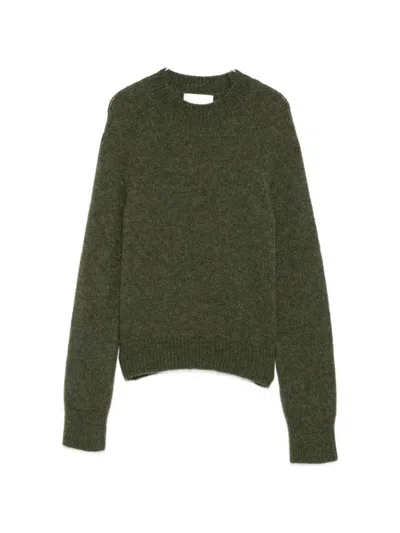 Dries Van Noten Texas Wool Crewneck Sweater In Green