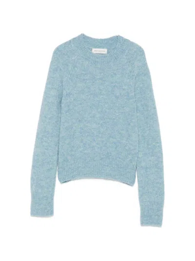 Dries Van Noten Texas Wool Crewneck Sweater In Sky Blue
