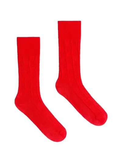 Dries Van Noten Textured Cotton Socks In Red