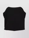Dries Van Noten Textured Fabric Boat Neck Short Sleeve Top In Black