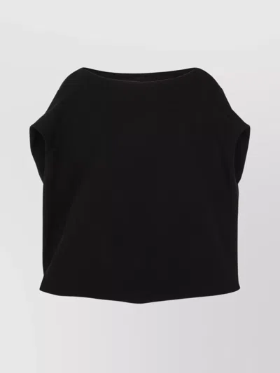 Dries Van Noten Textured Fabric Boat Neck Short Sleeve Top In Black