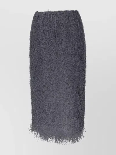 Dries Van Noten Textured Knee-length Skirt Elastic Waistband In Gray