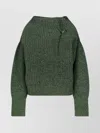Dries Van Noten Textured Knit Long Sleeve Crew Sweater In Green