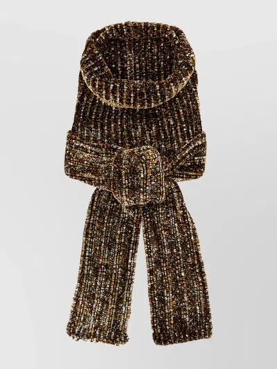Dries Van Noten Textured Knitted Scarf Tie Detail In Multi