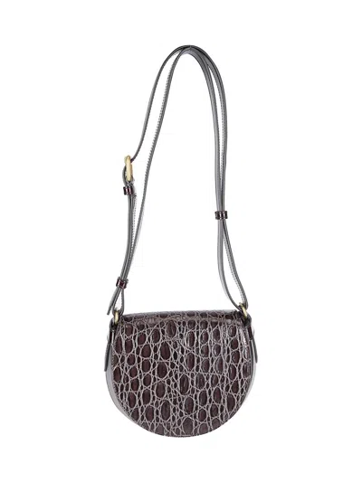 Dries Van Noten Textured Leather Shoulder Bag In Gray