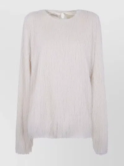 Dries Van Noten Textured Long Sleeve Shirt With Keyhole Back In Multi
