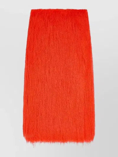 Dries Van Noten Textured Midi Skirt Fringe Detail In Multi