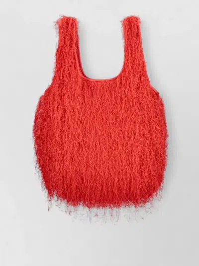 Dries Van Noten Textured Shoulder Bag Dual Top Handles In Red