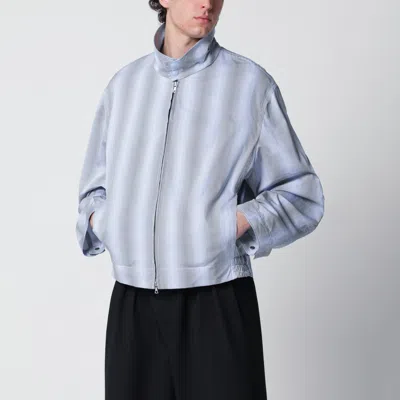 Dries Van Noten Textured Striped Zip Jacket In Blue