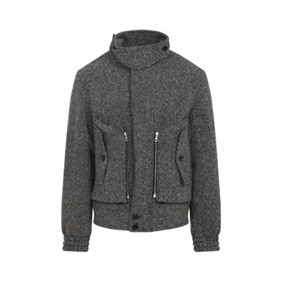 Dries Van Noten Textured Wool Blend Jacket In Gray