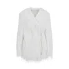 Dries Van Noten Textured Wrap Jacket With Fringed Surface In White