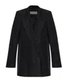 Dries Van Noten Longline Textured Jacket Notched Lapels In Black