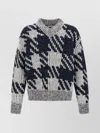 Dries Van Noten Chunky Knit V Neck Sweater With Textured Pattern In Gray