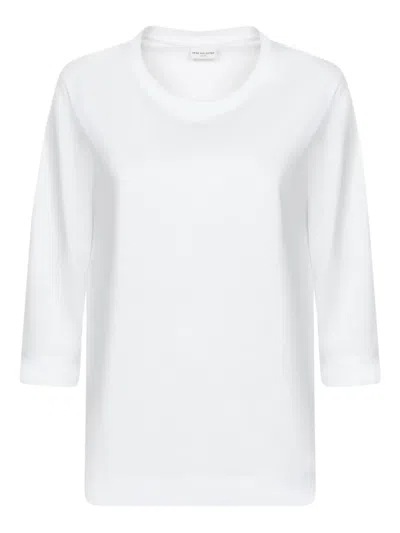 Dries Van Noten Three-quarter Sleeve Cotton T-shirt In White