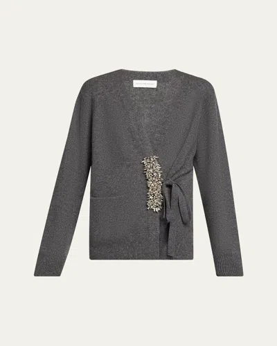 DRIES VAN NOTEN TIAH BEADED CASHMERE WRAP CARDIGAN