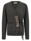 Dries Van Noten Womens Dark Grey Tiah Embellished-patch Cashmere Cardigan In Gray