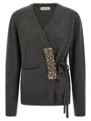 Dries Van Noten Womens Dark Grey Tiah Embellished-patch Cashmere Cardigan In Gray