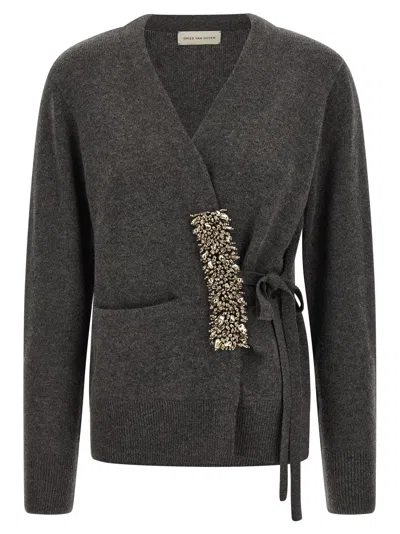 Dries Van Noten Tiah Cardigan In Gray