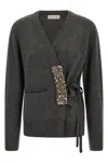 Dries Van Noten Womens Dark Grey Tiah Embellished-patch Cashmere Cardigan In Gray