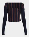 Dries Van Noten Tiba Striped Long-sleeve Crop Top In Multi
