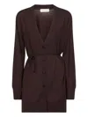 Dries Van Noten Tibati Long Cardigan With Thin Belt Clothing In Black
